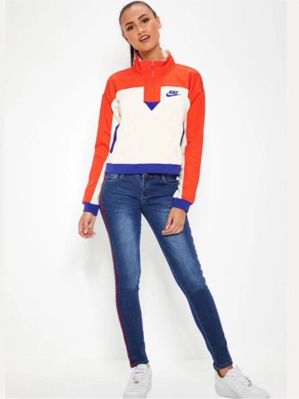 Nike 🧡🤍💙 Sportswear Half-Zip Pullover Sweatshirt🧡🤍💙 - L